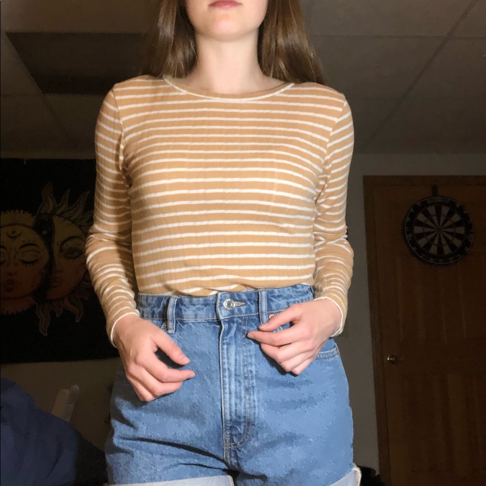 Yellow/White Striped Long-Sleeve